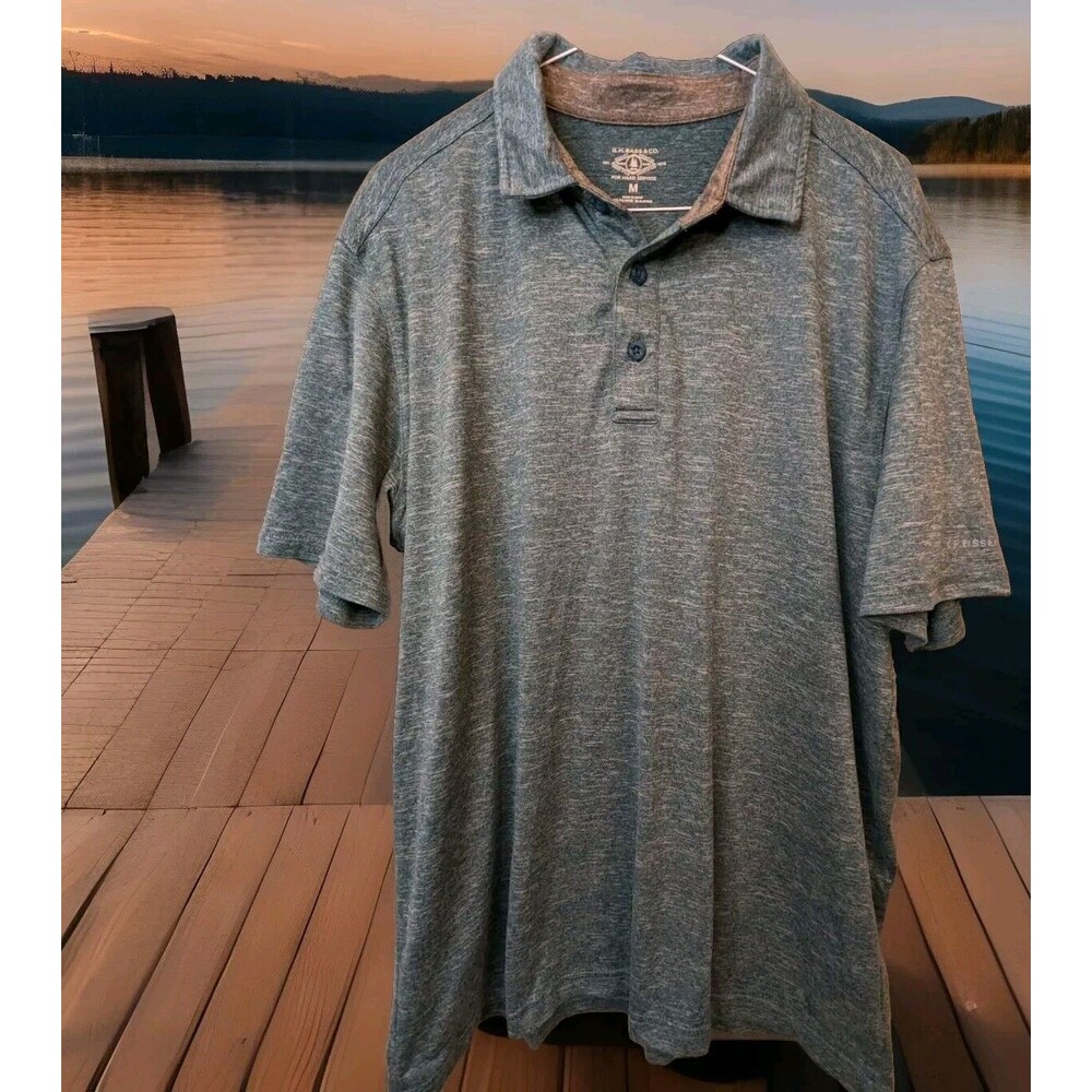 G H Bass Men's Short Sleeve 3 Button Quick Dry Polo Shirt Size Medium